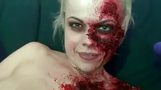 Sexy zombie pleases the gash between her legs!
