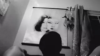 BW ball-gag bedroom fun with Skin Diamond