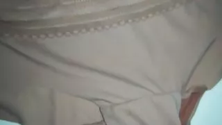 Huge pissing on hobby bra and panty.