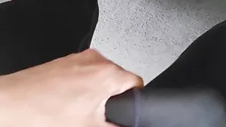 Graue Spandex Strumpfhose Masturbation