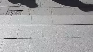 Young pantyhosed ass in the street