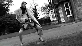 British posh totty pisses outdoors