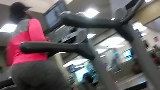 Fat ass Ebony on Treadmill part2