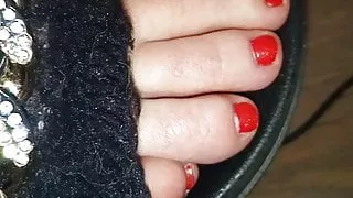 Lady L sexy black flip flops.