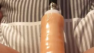 My girl fucking a machine and sucking my cock