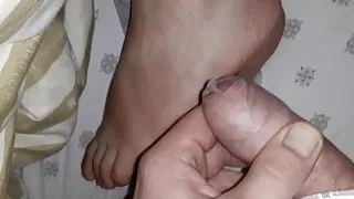 Cumming on girlfriends feet