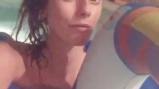 Kaya Scodelario in a pool, selfie vid.