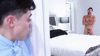 Stepmom Nina Elle makes her stepson fuck her in a threeway