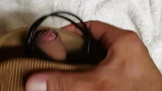 Using office ladys panties and flip flops.