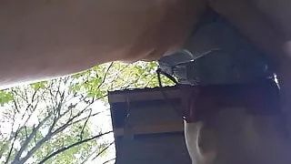 Blonde whore in forest....