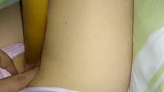 Rolling pin in Natasha's pussy