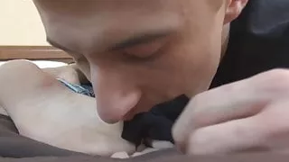 Impeccable twink riding cock after feet worship session