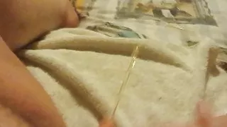 Urethral fucking with straw and pissing.