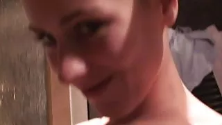 Hot babe shows her body while getting ready