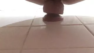 Cross dress first time fuck big dildo in bathroom