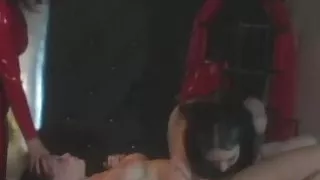 Mistress Radia dominates two submissive babes with toys