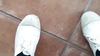 Sexy leather pants and bensimons dangling