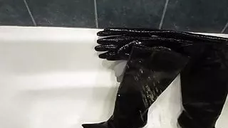 Pee on patent leather boots and gloves!