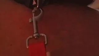 slave in heat humping my leg with her leash and collar