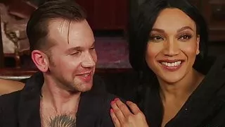 cocksucked transsexual  sprays jizz after analsex