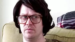 Cutie sucks dick of Nerd Perverter