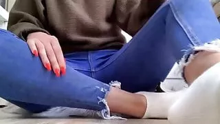 Goddess Tiffany White Socks and Adidas Superstars