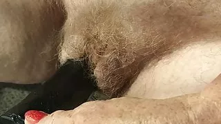 My mature red hairy wife and her little black friend