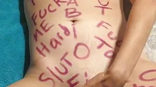 Fisting with body writing