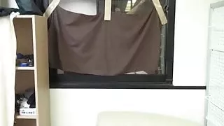 Japanese cutie removes her pants to fill the bottle with pis