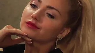 Blonde Lesbian Maid Undressing And Teasing Obedient Slave