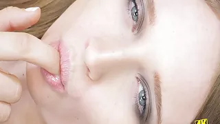 Moans and slow touches of hot babe in 4K Closeup