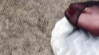 Black Pantyhose Toe Teazer