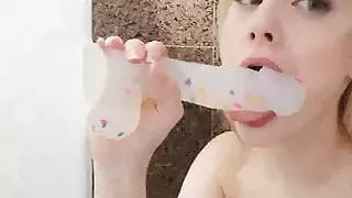 Perfect Blonde Camgirl Shower & Dildo Play