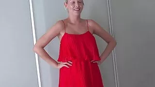 Lady in red is banged hard in casting