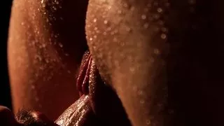 Wet babe spitroast fucking two big cocks in the dark