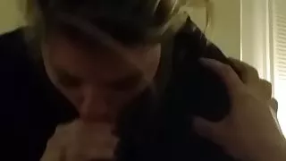 hot blonde sucks dick with cum