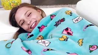 Teen beauty Ava Parker fed jizz after sucking big cock POV