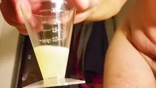 Wife milks his prostate through a silicone sound