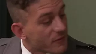 Uniformed gay Alexandro Gustavo rimms and ass fucks prisoner