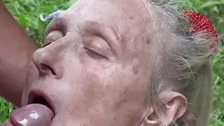 Granny seduced by young nudist