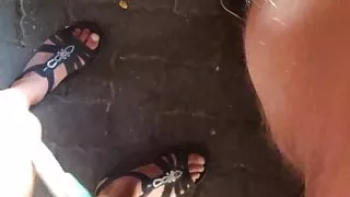 Hotwife having fun with a new young Bull in a shelter