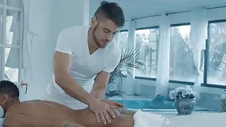 Black youngster rimmed and ass fucked by big cocked masseur