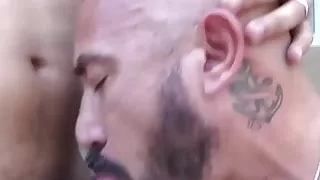 Jock moans hard as his butt is raw drilled in the garden