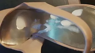 Cum on a pair of Jessica Simpson Slingback-Peeptoes