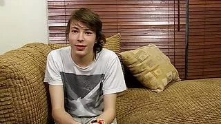 Long haired guy with a shaved asshole has fun with sex toys