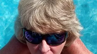 Blowjob by the pool