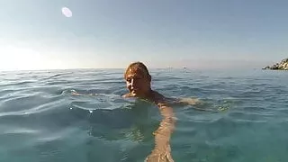 Wifes swimming cold hard nipples