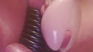 Chastity slave gets fried balls