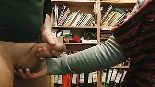 Girlfriend helps me shooting huge load at towel