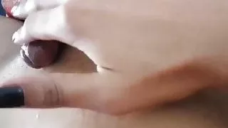 Thai ladyboy playing with cum